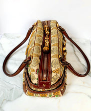 Load image into Gallery viewer, GUCCI 2006 PIGNA PINEAPPLE GORGEOUS LEATHER LINEN CANVAS BAG ITALY