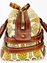 Load image into Gallery viewer, GUCCI 2006 PIGNA PINEAPPLE GORGEOUS LEATHER LINEN CANVAS BAG ITALY