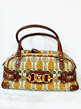 Load image into Gallery viewer, GUCCI 2006 PIGNA PINEAPPLE GORGEOUS LEATHER LINEN CANVAS BAG ITALY