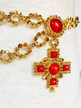 Load image into Gallery viewer, EDOUARD RAMBAUD RARE 1980s RED/ORANGE CHATELAINE CHAIN BELT