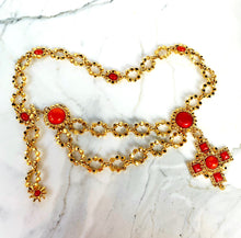 Load image into Gallery viewer, EDOUARD RAMBAUD RARE 1980s RED/ORANGE CHATELAINE CHAIN BELT