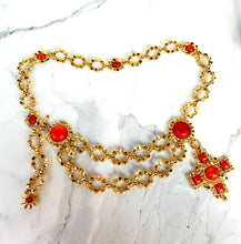 Load image into Gallery viewer, EDOUARD RAMBAUD RARE 1980s RED/ORANGE CHATELAINE CHAIN BELT