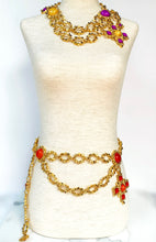 Load image into Gallery viewer, EDOUARD RAMBAUD RARE 1980s RED/ORANGE CHATELAINE CHAIN BELT