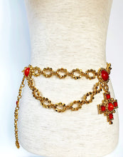 Load image into Gallery viewer, EDOUARD RAMBAUD RARE 1980s RED/ORANGE CHATELAINE CHAIN BELT