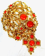 Load image into Gallery viewer, EDOUARD RAMBAUD RARE 1980s RED/ORANGE CHATELAINE CHAIN BELT