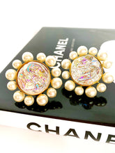 Load image into Gallery viewer, CHANEL MASSIVE HOLOGRAPHIC MOLTEN GRIPOIX GLASS PEARL EARRINGS 1992