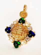 Load image into Gallery viewer, CHANEL MASSIVE BYZANTINE COIN GRIPOIX POURED GLASS AND GRIPOIX PEARL PENDANT NECKLACE VINTAGE 1993 ROBERT GOOSSENS