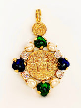 Load image into Gallery viewer, CHANEL MASSIVE BYZANTINE COIN GRIPOIX POURED GLASS AND GRIPOIX PEARL PENDANT NECKLACE VINTAGE 1993 ROBERT GOOSSENS