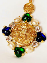 Load image into Gallery viewer, CHANEL MASSIVE BYZANTINE COIN GRIPOIX POURED GLASS AND GRIPOIX PEARL PENDANT NECKLACE VINTAGE 1993 ROBERT GOOSSENS