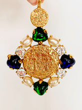 Load image into Gallery viewer, CHANEL MASSIVE BYZANTINE COIN GRIPOIX POURED GLASS AND GRIPOIX PEARL PENDANT NECKLACE VINTAGE 1993 ROBERT GOOSSENS