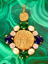 Load image into Gallery viewer, CHANEL MASSIVE BYZANTINE COIN GRIPOIX POURED GLASS AND GRIPOIX PEARL PENDANT NECKLACE VINTAGE 1993 ROBERT GOOSSENS
