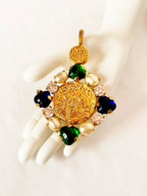 Load image into Gallery viewer, CHANEL MASSIVE BYZANTINE COIN GRIPOIX POURED GLASS AND GRIPOIX PEARL PENDANT NECKLACE VINTAGE 1993 ROBERT GOOSSENS