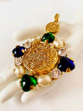 Load image into Gallery viewer, CHANEL MASSIVE BYZANTINE COIN GRIPOIX POURED GLASS AND GRIPOIX PEARL PENDANT NECKLACE VINTAGE 1993 ROBERT GOOSSENS