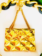 Load image into Gallery viewer, CHANEL MASSIVE LEATHER CHAIN HOOP EARRINGS HANDBAG, PERFUME, SHOE, CLOVER CHARMS