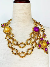 Load image into Gallery viewer, EDOUARD RAMBAUD RARE 1980s VIOLET/MARIGOLD CHATELAINE CHAIN BELT