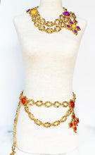 Load image into Gallery viewer, EDOUARD RAMBAUD RARE 1980s VIOLET/MARIGOLD CHATELAINE CHAIN BELT