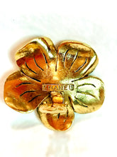 Load image into Gallery viewer, CHANEL MASSIVE CAMELLIA FLOWER GILT VINTAGE EARRINGS 1989