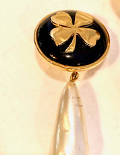 Load image into Gallery viewer, CHANEL GRIPOIX PEARL LARGE LUCKY CLOVER VINTAGE DANGLE EARRING