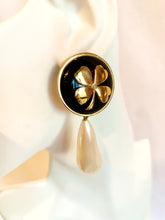 Load image into Gallery viewer, CHANEL GRIPOIX PEARL LARGE LUCKY CLOVER VINTAGE DANGLE EARRING