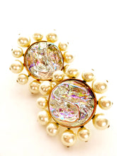 Load image into Gallery viewer, CHANEL MASSIVE HOLOGRAPHIC MOLTEN GRIPOIX GLASS PEARL EARRINGS 1992