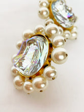 Load image into Gallery viewer, CHANEL MASSIVE HOLOGRAPHIC MOLTEN GRIPOIX GLASS PEARL EARRINGS 1992