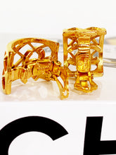 Load image into Gallery viewer, CHANEL QUILTED CAGE CC LOGO HOOP VINTAGE EARRINGS