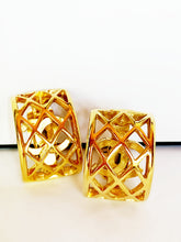 Load image into Gallery viewer, CHANEL QUILTED CAGE CC LOGO HOOP VINTAGE EARRINGS