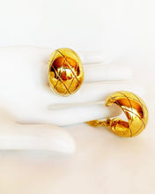 Load image into Gallery viewer, CHANEL JUMBO MATELASSÉ VINTAGE COCO CRUSH RUNWAY HOOP EARRINGS 1993 A