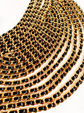 Load image into Gallery viewer, CHANEL ICONIC 15 LAYER DRAPED GILT AND LEATHER LACED BELT NECKLACE 1993
