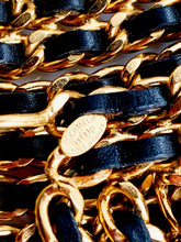 Load image into Gallery viewer, CHANEL ICONIC 15 LAYER DRAPED GILT AND LEATHER LACED BELT NECKLACE 1993
