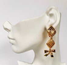 Load image into Gallery viewer, CHANEL COQUETTE BOW MATLASSÉ RARE DANGLE EARRINGS