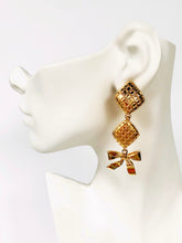 Load image into Gallery viewer, CHANEL COQUETTE BOW MATLASSÉ RARE DANGLE EARRINGS