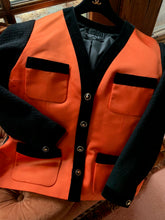 Load image into Gallery viewer, CHANEL RUNWAY TANGERINE SILK BLACK BOUCLÉ VELVET VINTAGE JACKET