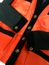 Load image into Gallery viewer, CHANEL RUNWAY TANGERINE SILK BLACK BOUCLÉ VELVET VINTAGE JACKET