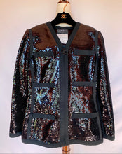 Load image into Gallery viewer, CHANEL ICONIC HISTORIC RUNWAY SEQUIN SCUBA JACKET IN RARE BLACK