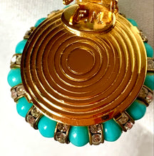 Load image into Gallery viewer, FRANCOISE MONTAGUE TURQUOISE GLASS XXL 4" DANGLE EARRING