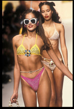 Load image into Gallery viewer, FRENCH DESIGNER RARE VINTAGE GLASS AND CRYSTAL PENDANT CLIP 90s COUTURE JEWEL