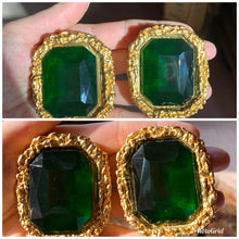 Load image into Gallery viewer, CHANEL MASSIVE GREEN FAUX GEM VINTAGE RUNWAY EARRING