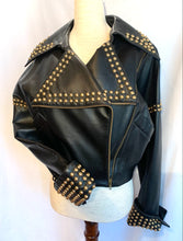 Load image into Gallery viewer, COMPLICE ICONIC RUNWAY 1992 BLACK LEATHER STUD JACKET PRISTINE