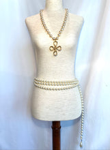 Load image into Gallery viewer, CHANEL RARE GRIPOIX GLASS PEARL NECKLACE WITH MASSIVE GILT CROSS 1993
