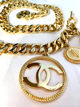 Load image into Gallery viewer, CHANEL MASSIVE LOGO CHARM VINTAGE RUNWAY BELT NECKLACE 41.5 inches