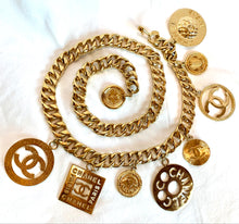 Load image into Gallery viewer, CHANEL MASSIVE LOGO CHARM VINTAGE RUNWAY BELT NECKLACE 41.5 inches