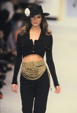 Load image into Gallery viewer, CHANEL ICONIC 15 LAYER DRAPED GILT AND LEATHER LACED BELT NECKLACE 1993