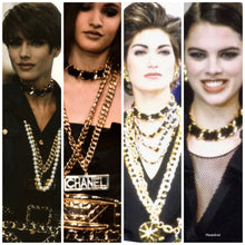 Load image into Gallery viewer, CHANEL CHUNKY BLACK LEATHER GILT CHAIN NECKLACE CHOKER COLLAR VINTAGE 1990's PRISTINE