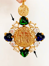 Load image into Gallery viewer, CHANEL MASSIVE BYZANTINE COIN GRIPOIX POURED GLASS AND GRIPOIX PEARL PENDANT NECKLACE VINTAGE 1993 ROBERT GOOSSENS