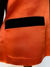 Load image into Gallery viewer, CHANEL RUNWAY TANGERINE SILK BLACK BOUCLÉ VELVET VINTAGE JACKET
