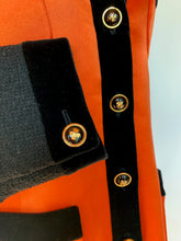 Load image into Gallery viewer, CHANEL RUNWAY TANGERINE SILK BLACK BOUCLÉ VELVET VINTAGE JACKET