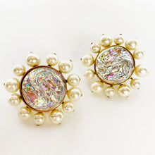 Load image into Gallery viewer, CHANEL MASSIVE HOLOGRAPHIC MOLTEN GRIPOIX GLASS PEARL EARRINGS 1992