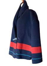 Load image into Gallery viewer, HERMÈS LUXURIOUS NEW NAVY RED BABY BLUE CASHMERE JACKET COAT $5900