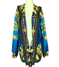 Load image into Gallery viewer, HERMÈS 1991 COSMOS SILK TWILL RUNWAY VINTAGE SCARF BOMBER PARKA HOODED JACKET